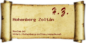 Hohenberg Zoltán névjegykártya